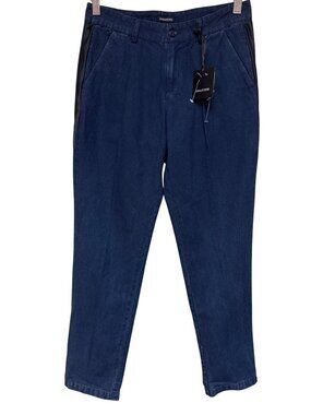 TAGLIATORE Boy's Pants Trousers Denim Blue Tuxedo Stripe 28" Waist Size 14 NEW